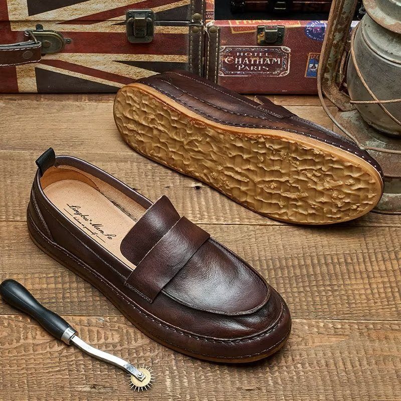 Loafers För Män Lux Cow Leather Slip-on - Kaffe