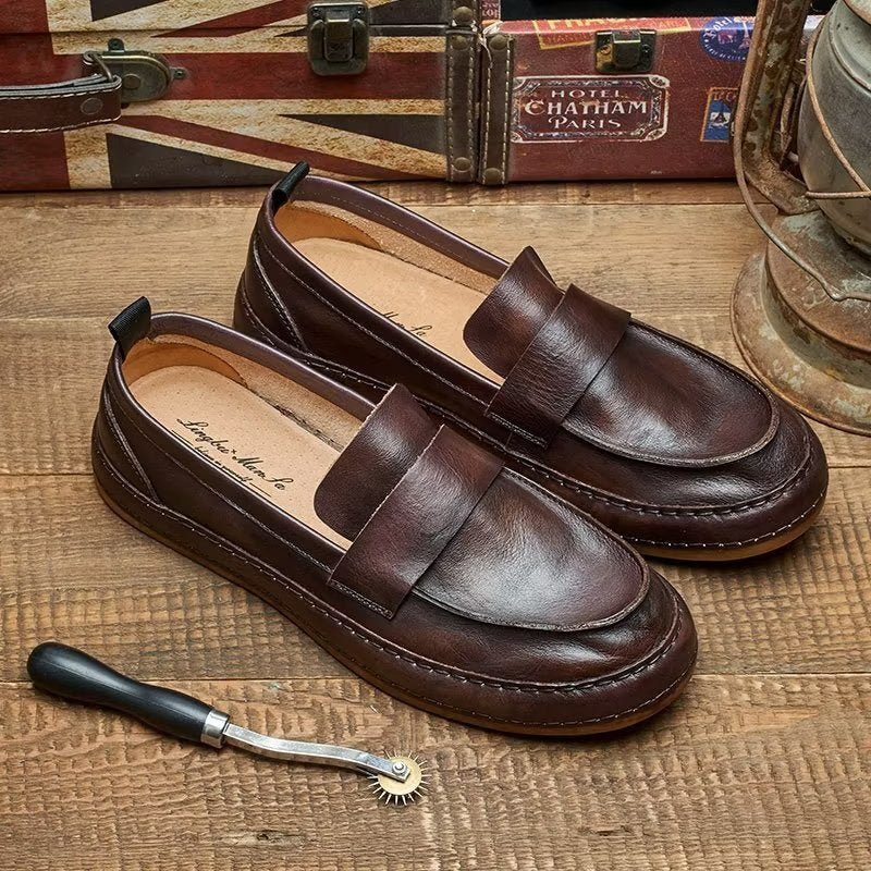 Loafers För Män Lux Cow Leather Slip-on - Kaffe