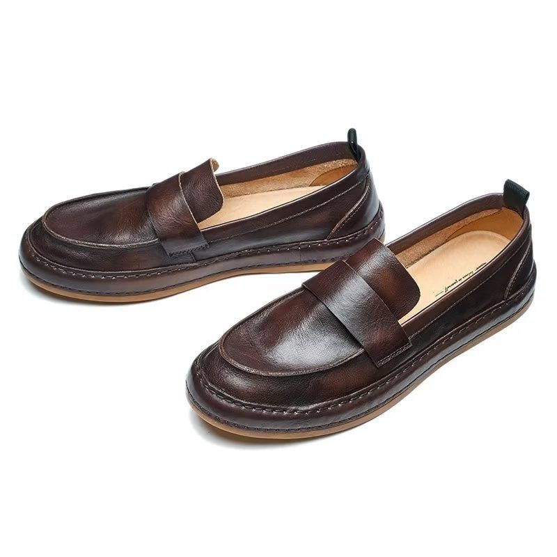 Loafers För Män Lux Cow Leather Slip-on - Kaffe