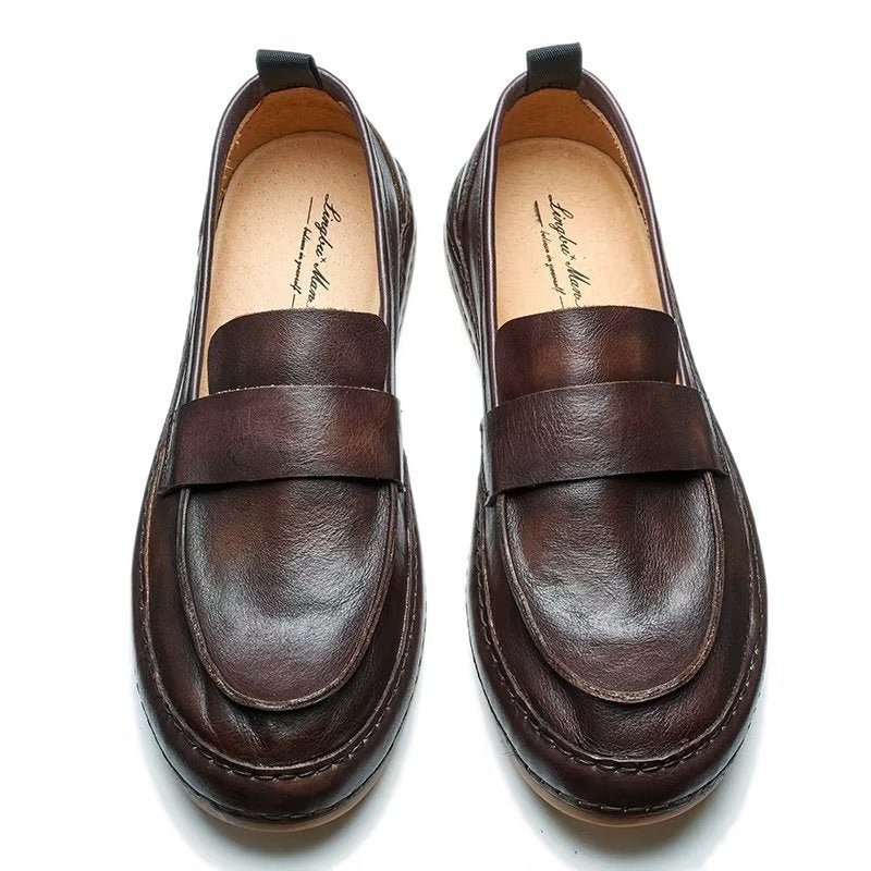 Loafers För Män Lux Cow Leather Slip-on - Kaffe