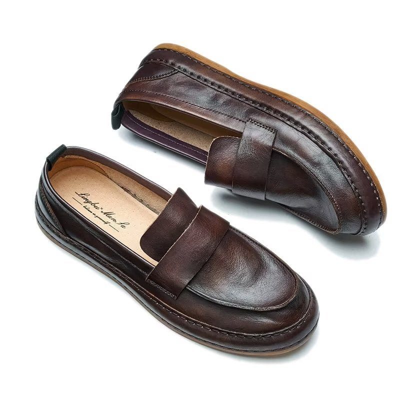 Loafers För Män Lux Cow Leather Slip-on - Kaffe