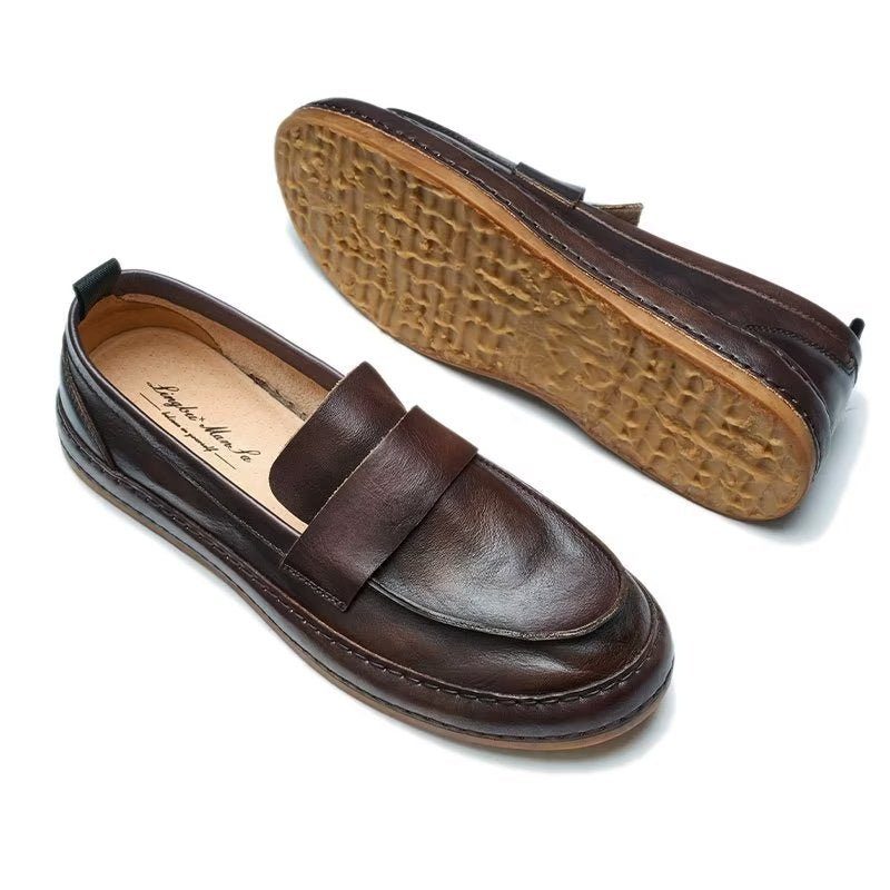 Loafers För Män Lux Cow Leather Slip-on - Kaffe