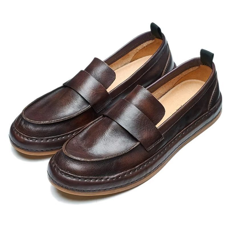 Loafers För Män Lux Cow Leather Slip-on - Kaffe