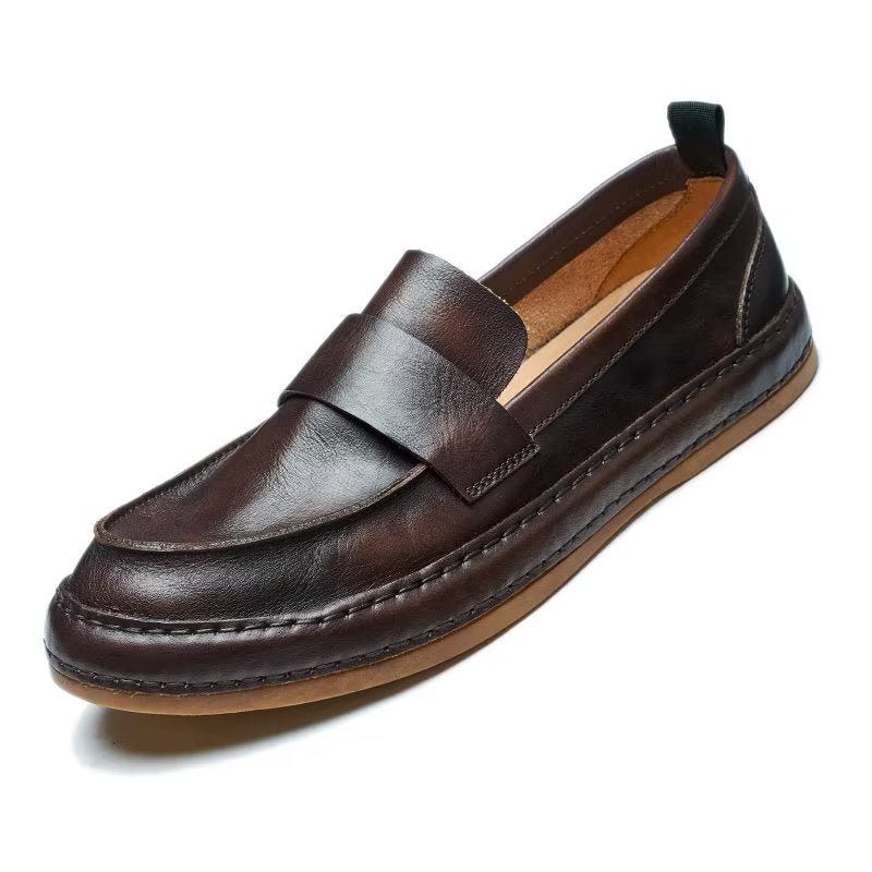 Loafers För Män Lux Cow Leather Slip-on - Kaffe