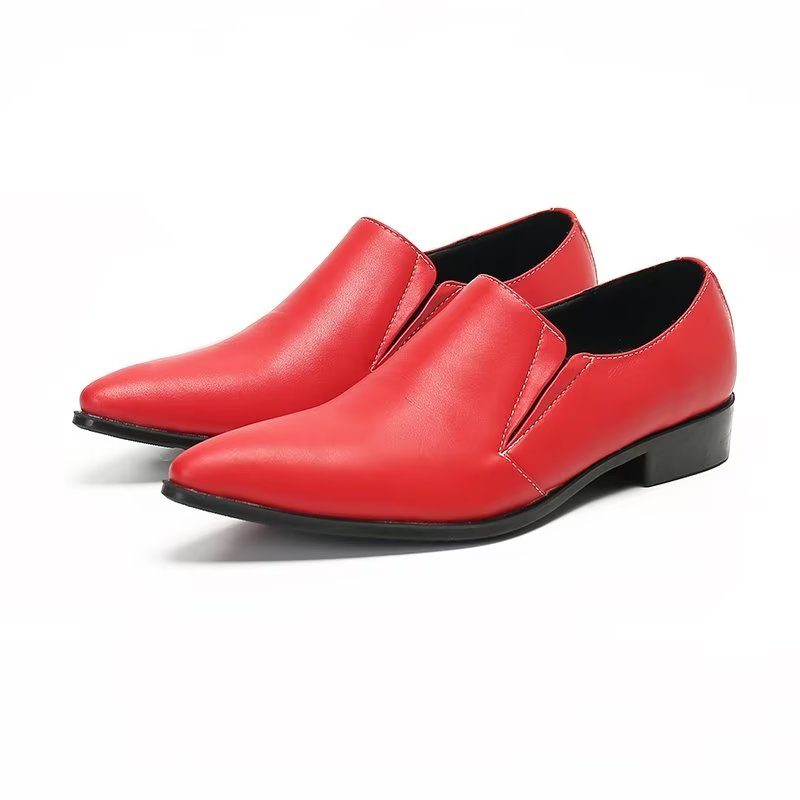 Loafers För Män Luxury Smooth Leather Elegant Slip-on - Röd