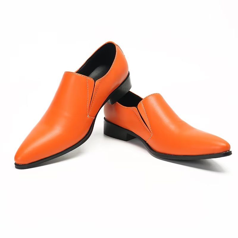 Loafers För Män Luxury Smooth Leather Elegant Slip-on - Orange