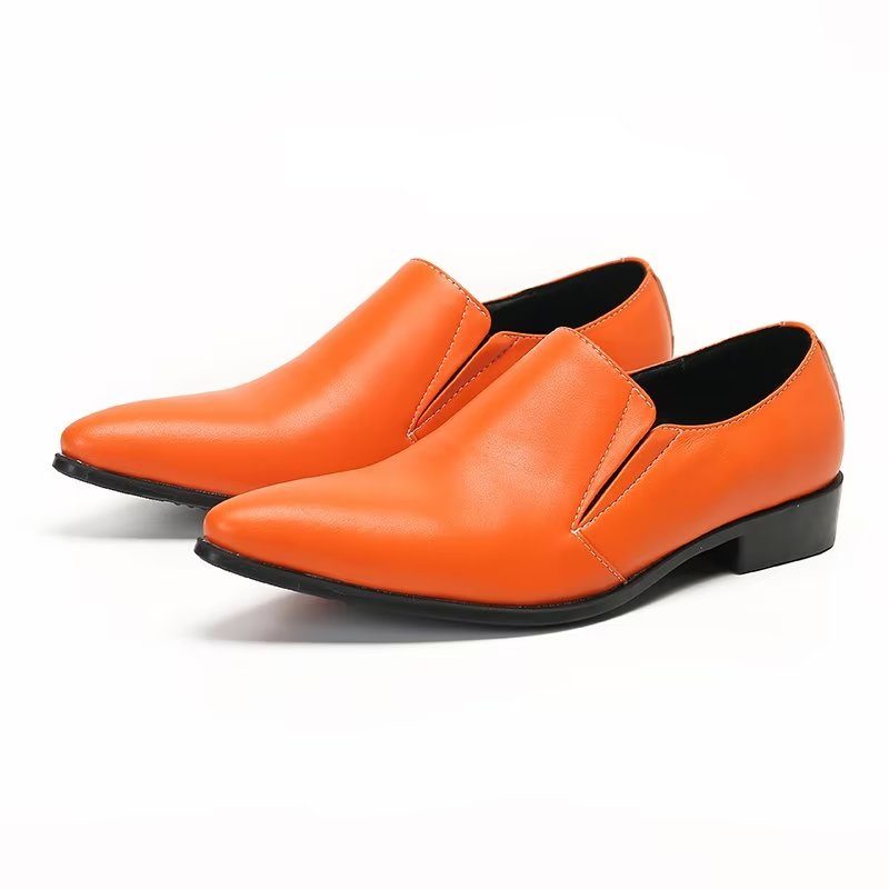 Loafers För Män Luxury Smooth Leather Elegant Slip-on - Orange