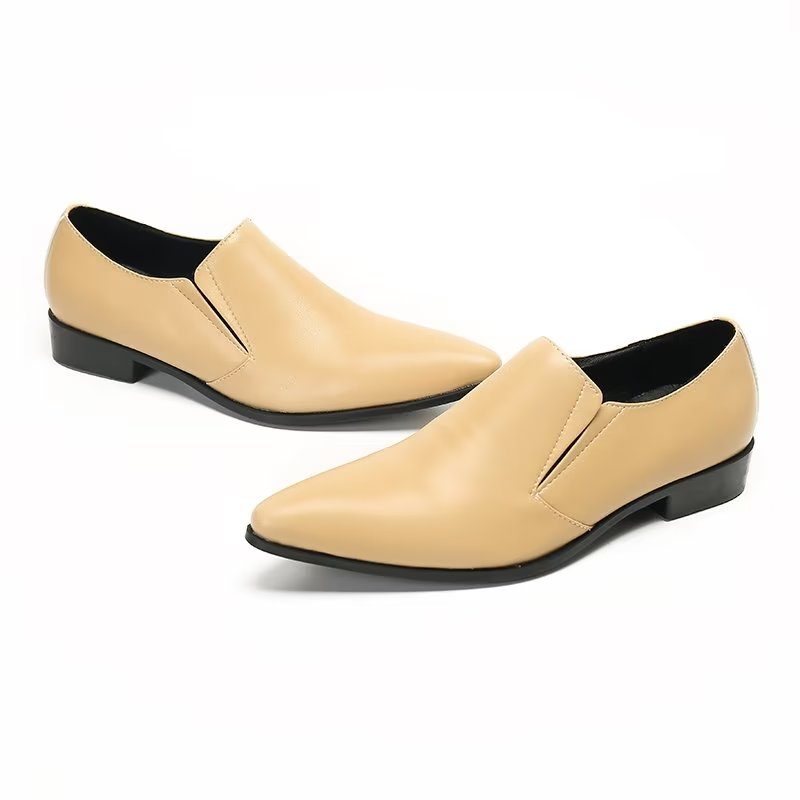 Loafers För Män Luxury Smooth Leather Elegant Slip-on - Beige