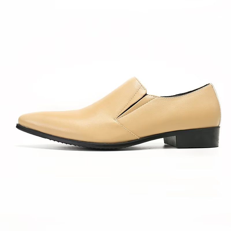 Loafers För Män Luxury Smooth Leather Elegant Slip-on - Beige