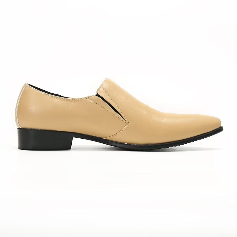 Loafers För Män Luxury Smooth Leather Elegant Slip-on - Beige