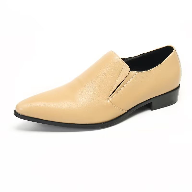 Loafers För Män Luxury Smooth Leather Elegant Slip-on - Beige