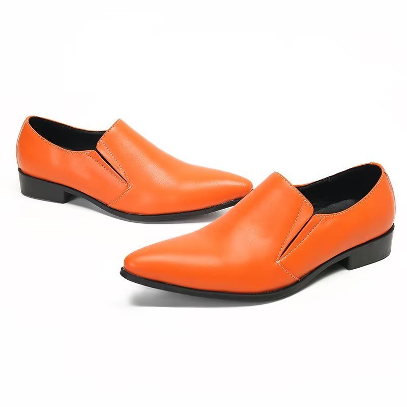 Loafers För Män Luxury Smooth Leather Elegant Slip-on - Orange