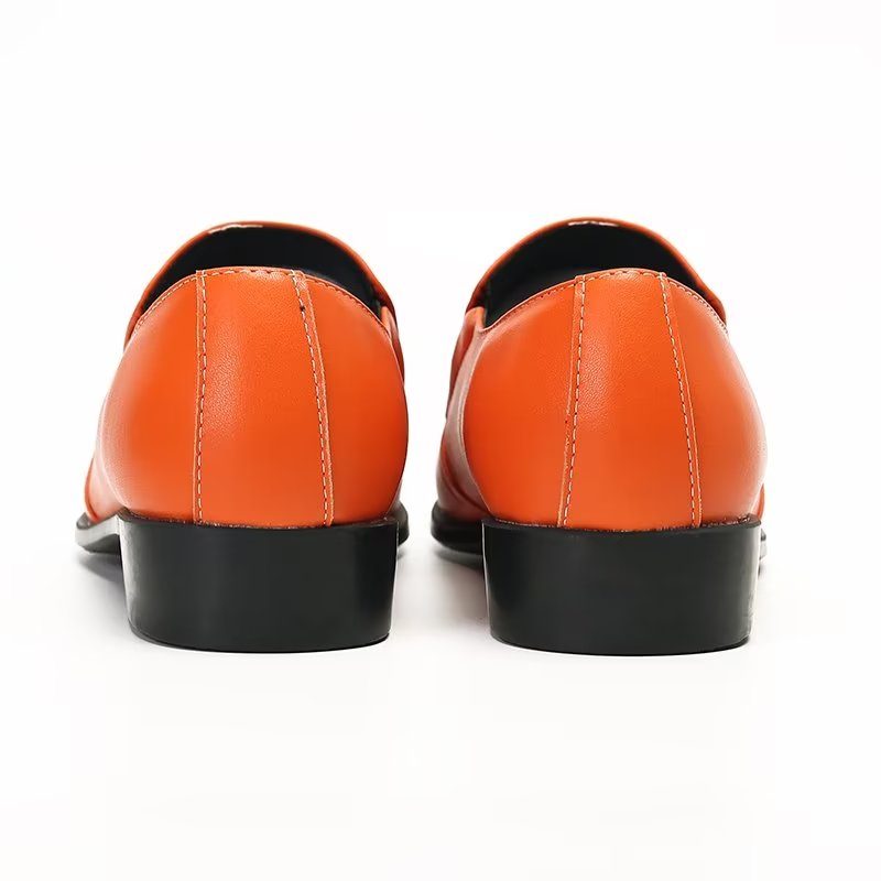 Loafers För Män Luxury Smooth Leather Elegant Slip-on - Orange