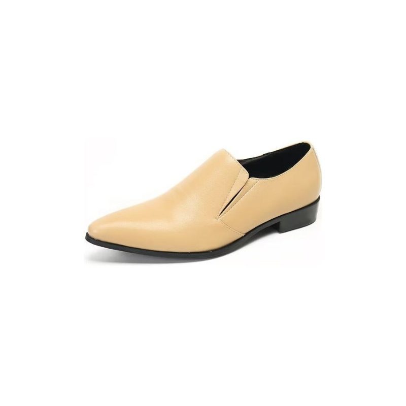 Loafers För Män Luxury Smooth Leather Elegant Slip-on - Beige