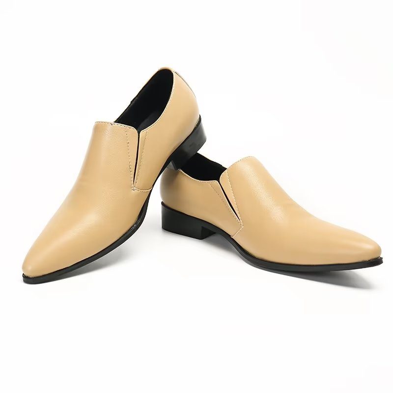 Loafers För Män Luxury Smooth Leather Elegant Slip-on - Beige