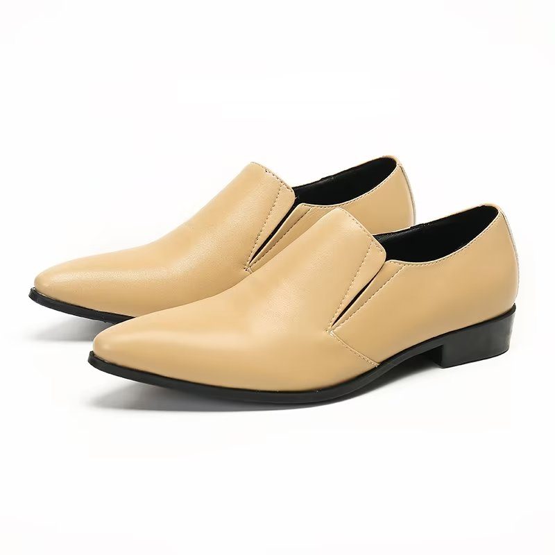 Loafers För Män Luxury Smooth Leather Elegant Slip-on - Beige