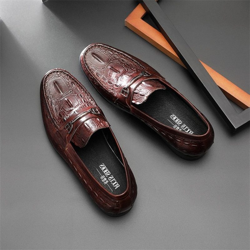 Loafers För Män Lyxiga Crocbreeze Läder Slip-on - Kaffe