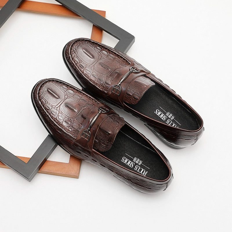 Loafers För Män Lyxiga Crocbreeze Läder Slip-on - Kaffe