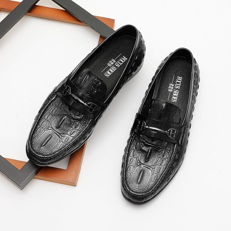 Loafers För Män Lyxiga Crocbreeze Läder Slip-on - Svart