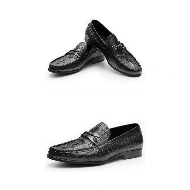 Loafers För Män Lyxiga Crocbreeze Läder Slip-on - Svart