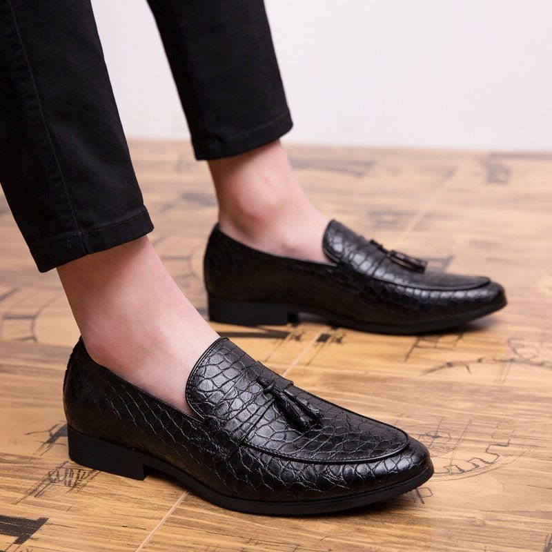 Loafers För Män Lyxiga Crocodile - Svart