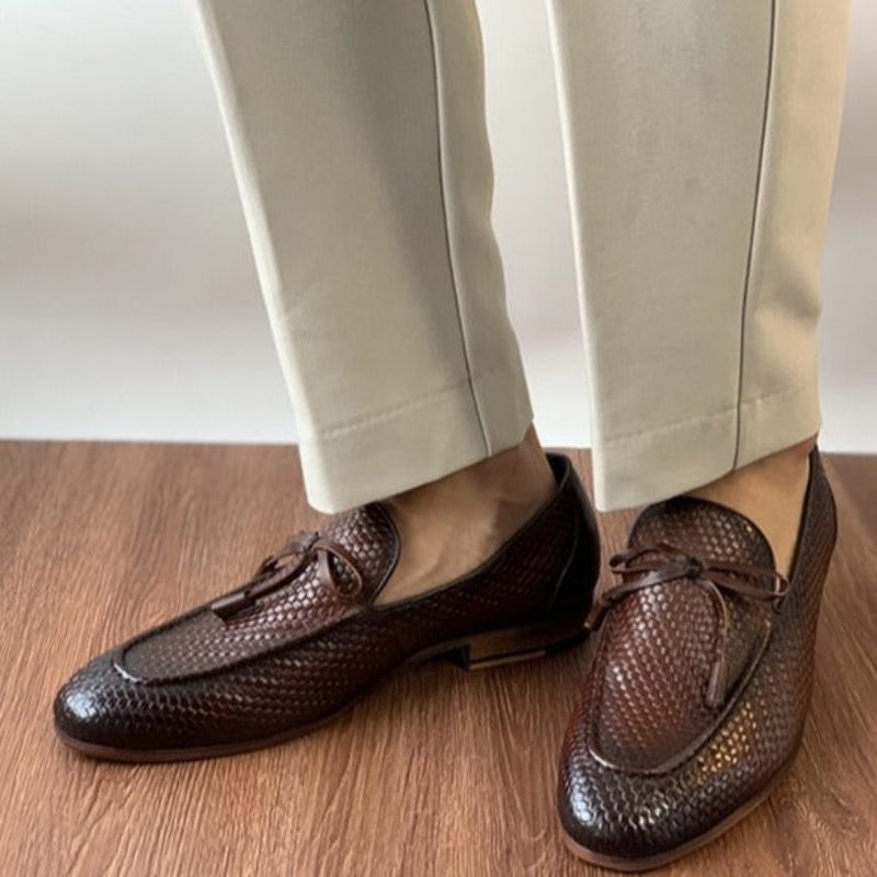 Loafers För Män Lyxiga Croctex Slip On - Kaffe