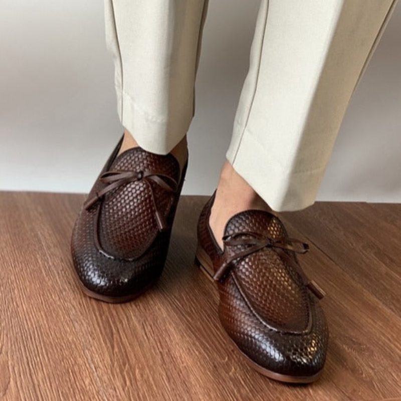 Loafers För Män Lyxiga Croctex Slip On - Kaffe