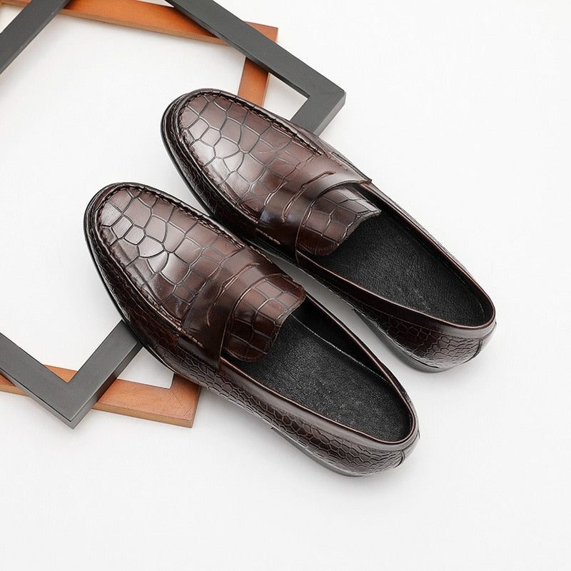 Loafers För Män Lyxiga Croctex Slip On Brogues - Kaffe