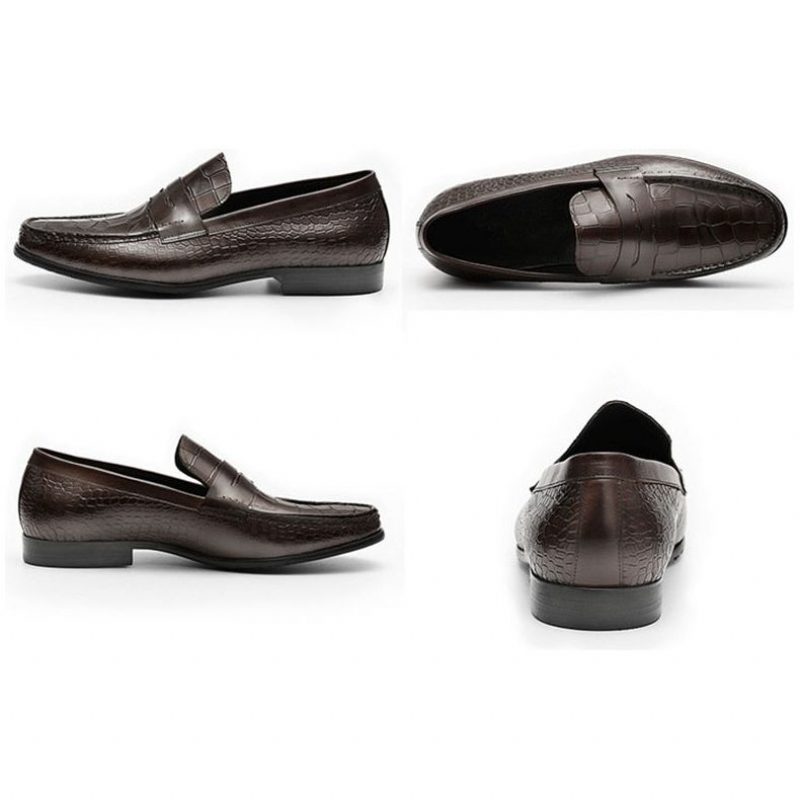 Loafers För Män Lyxiga Croctex Slip On Brogues - Kaffe