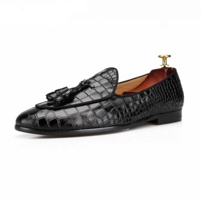 Loafers För Män Lyxiga Croctex Slip-on Med Fast Mönster - Svart