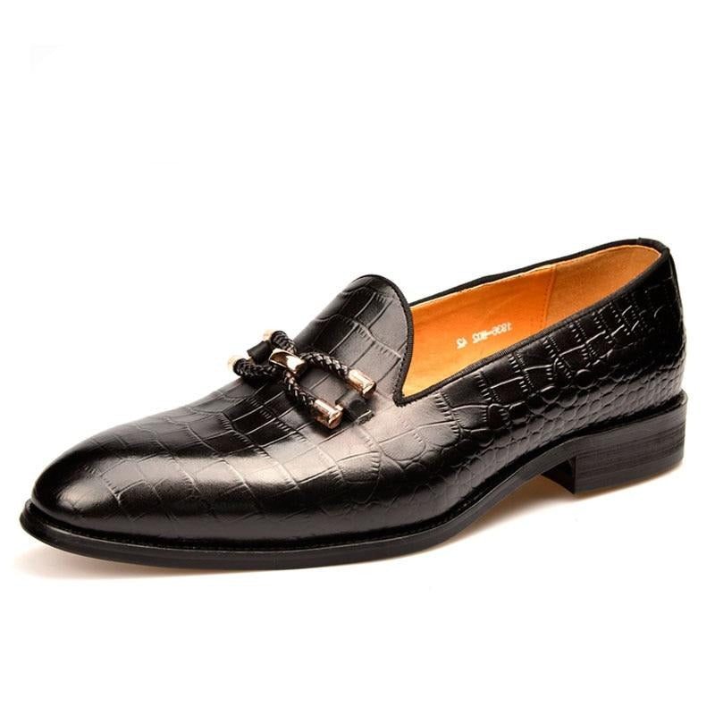 Loafers För Män Lyxiga Krokodilläder Slip On Brogue-skor - Svart