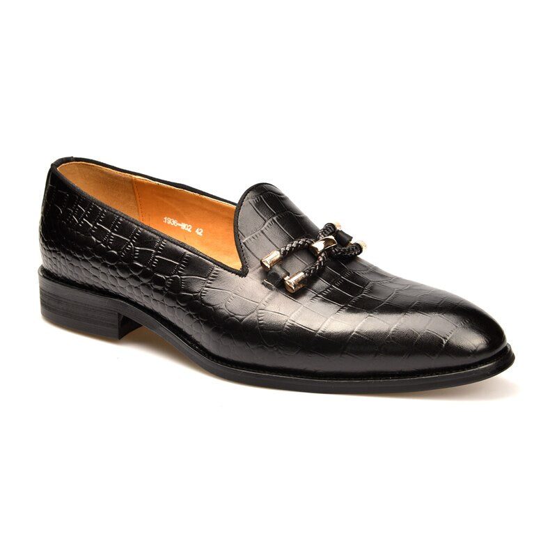 Loafers För Män Lyxiga Krokodilläder Slip On Brogue-skor - Svart