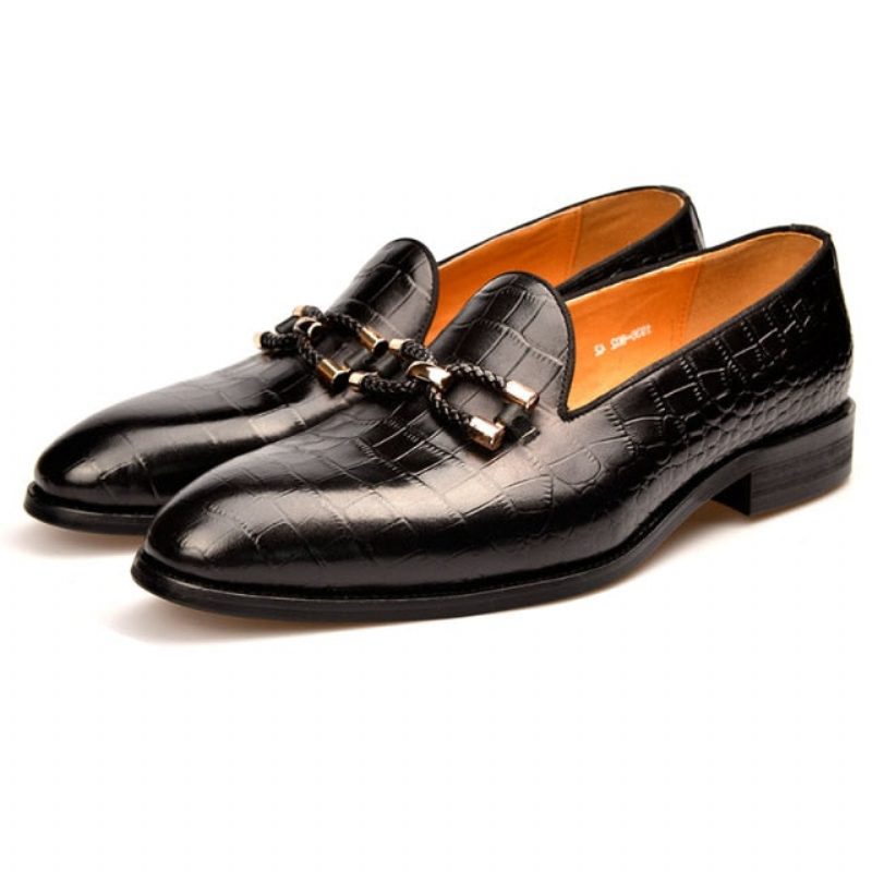 Loafers För Män Lyxiga Krokodilläder Slip On Brogue-skor - Svart