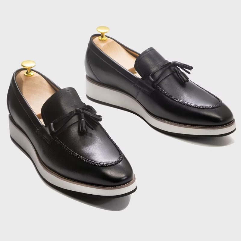 Loafers För Män Lyxiga Läder Elegant Tofs - Svart