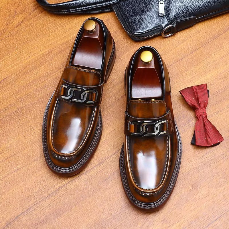 Loafers För Män Lyxiga Läder Slip-on Skor - Kaffe