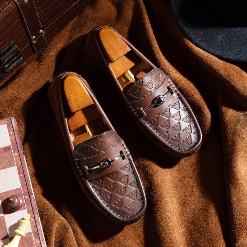 Loafers För Män Lyxiga Rom Läder Slip-on Bankett - Kaffe