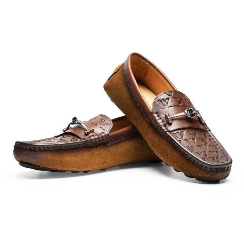 Loafers För Män Lyxiga Rom Läder Slip-on Bankett - Kaffe