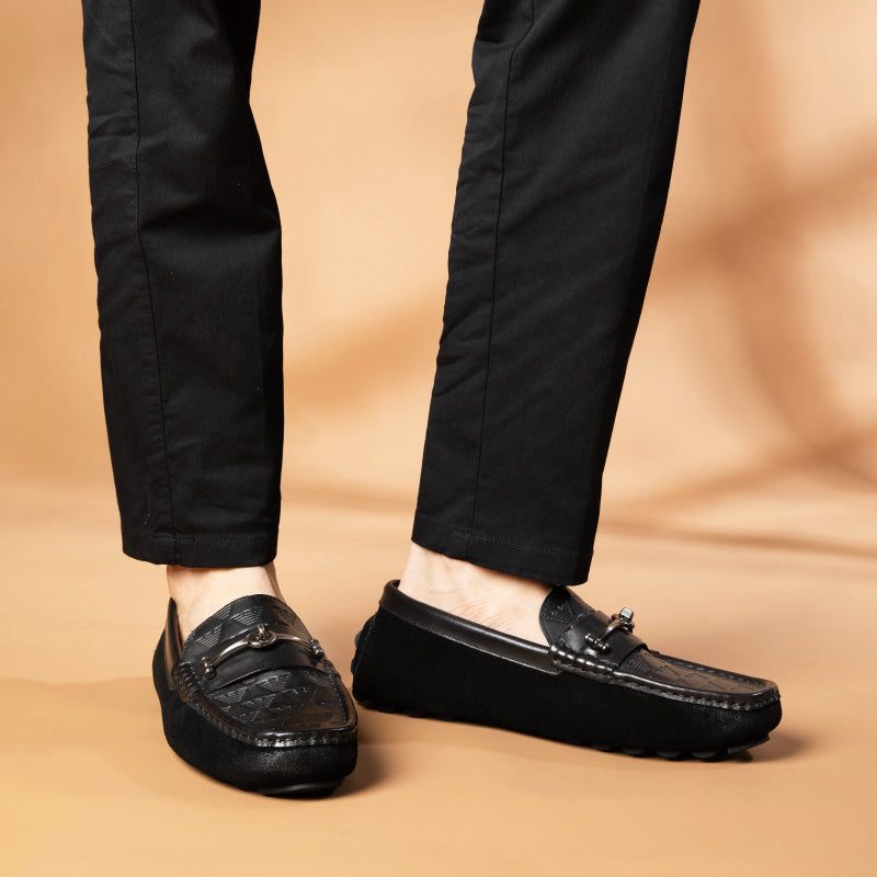 Loafers För Män Lyxiga Rom Läder Slip-on Bankett - Svart