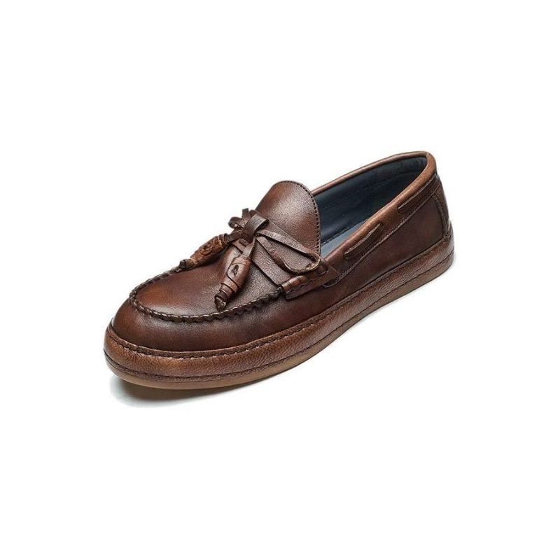 Loafers För Män Lyxiga Tofs Koläder Elegant Slip-ons