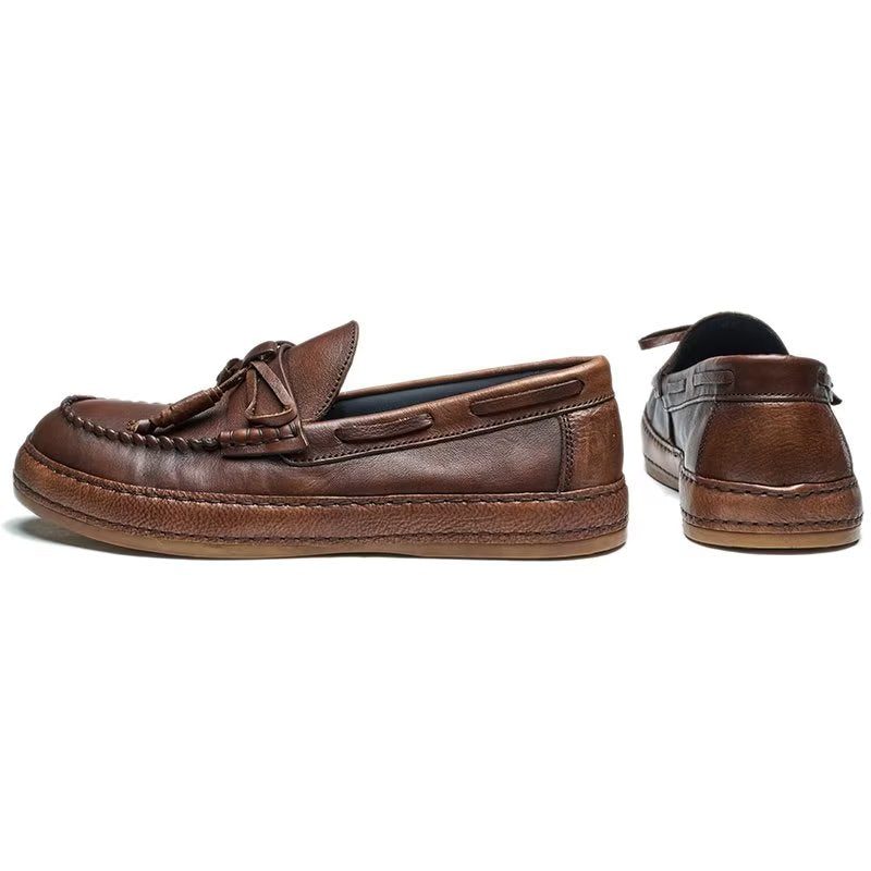 Loafers För Män Lyxiga Tofs Koläder Elegant Slip-ons - Kaffe