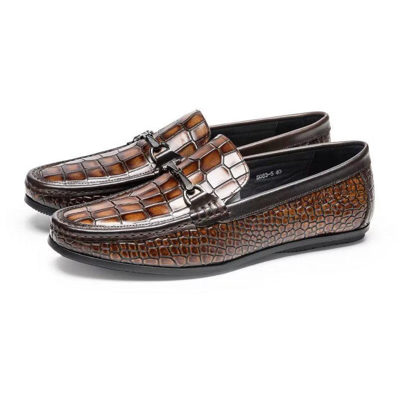 Loafers För Män Modish Metal Toe Slip On - Brun