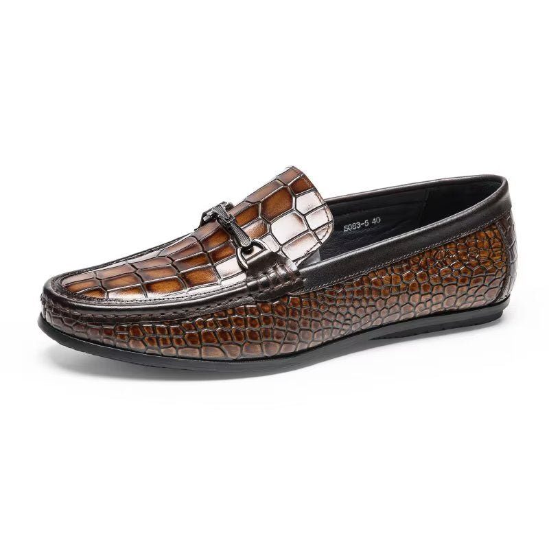 Loafers För Män Modish Metal Toe Slip On - Brun