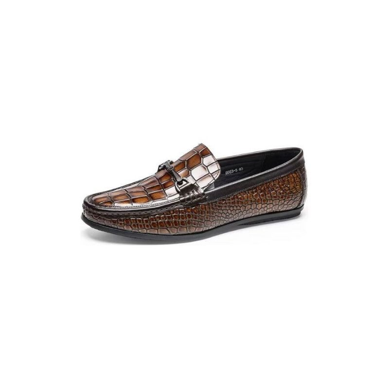 Loafers För Män Modish Metal Toe Slip On - Brun