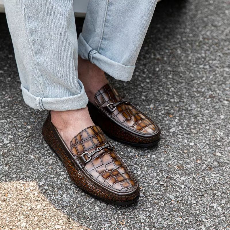 Loafers För Män Modish Metal Toe Slip On - Brun