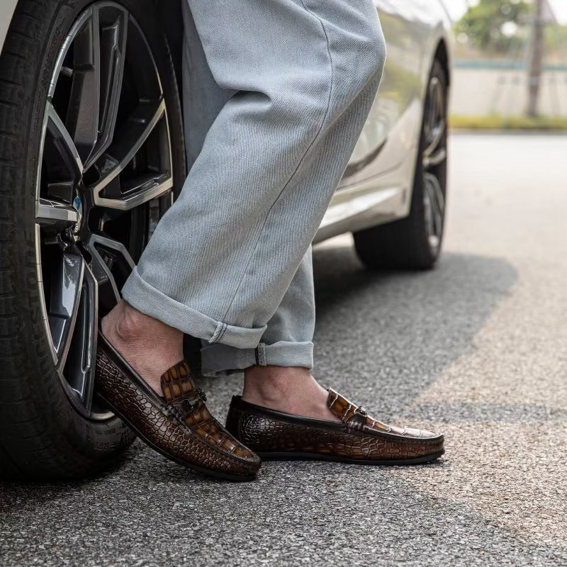 Loafers För Män Modish Metal Toe Slip On - Brun