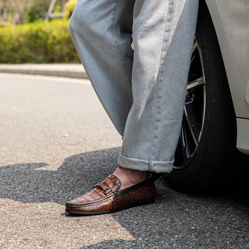 Loafers För Män Modish Metal Toe Slip On - Brun