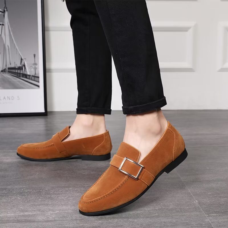 Loafers För Män Modish Präglade Slip-on - Brun