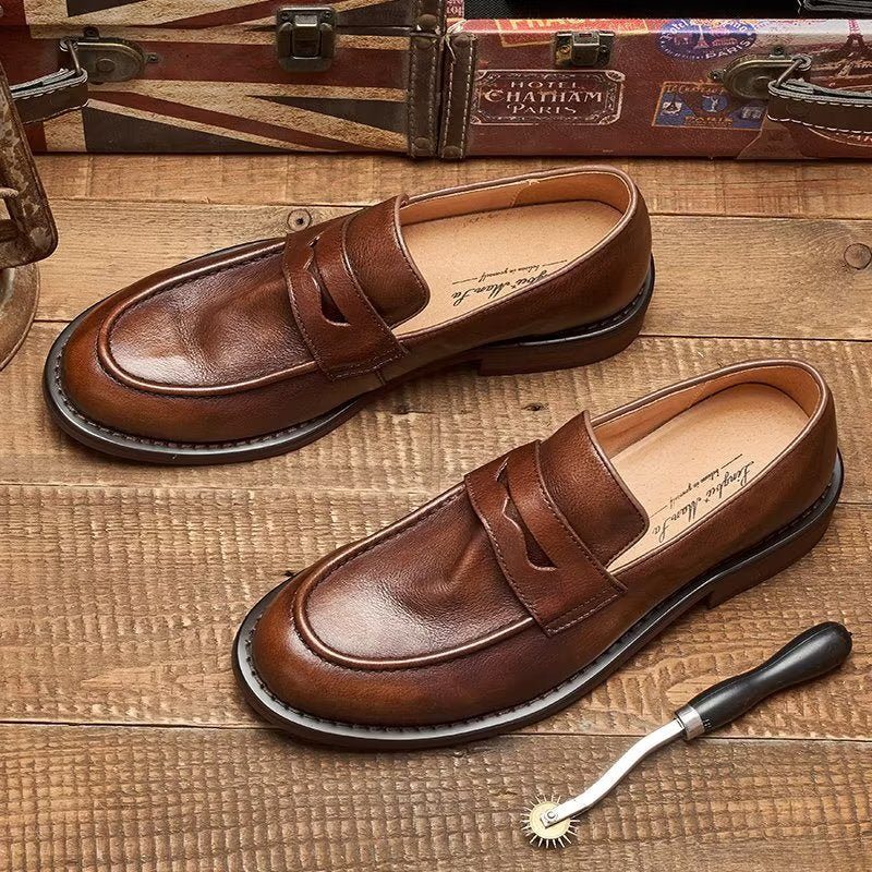 Loafers För Män Modish Slip On Penny - Kaffe