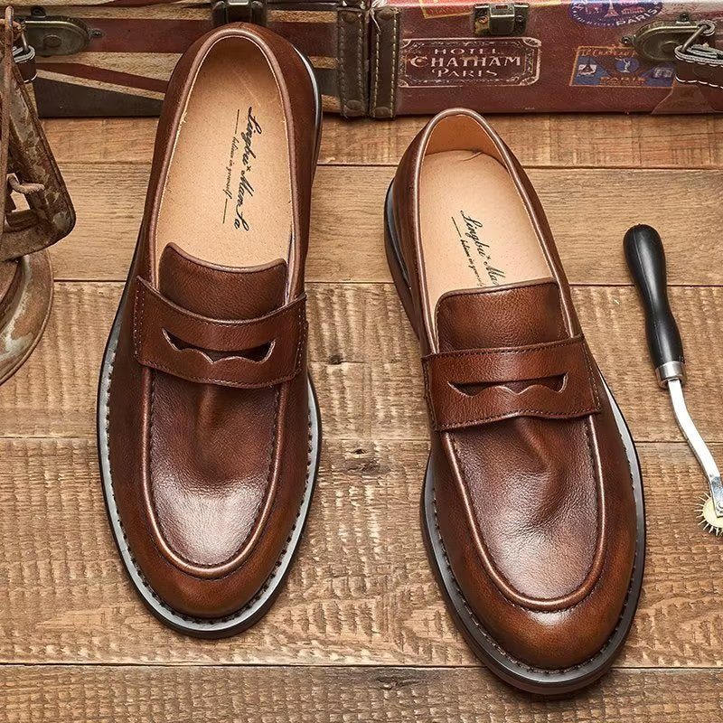 Loafers För Män Modish Slip On Penny - Kaffe