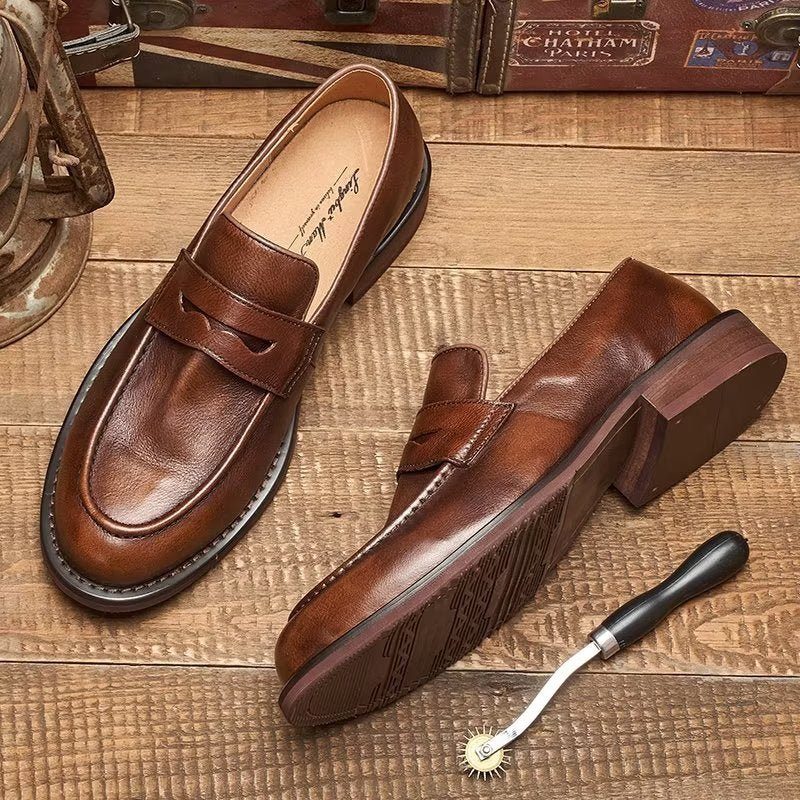 Loafers För Män Modish Slip On Penny - Kaffe